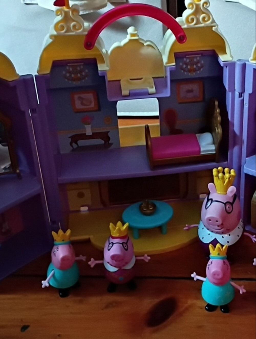 Peppa Pig Purple and Yellow Princess Castle Playset with Pink Character Figures